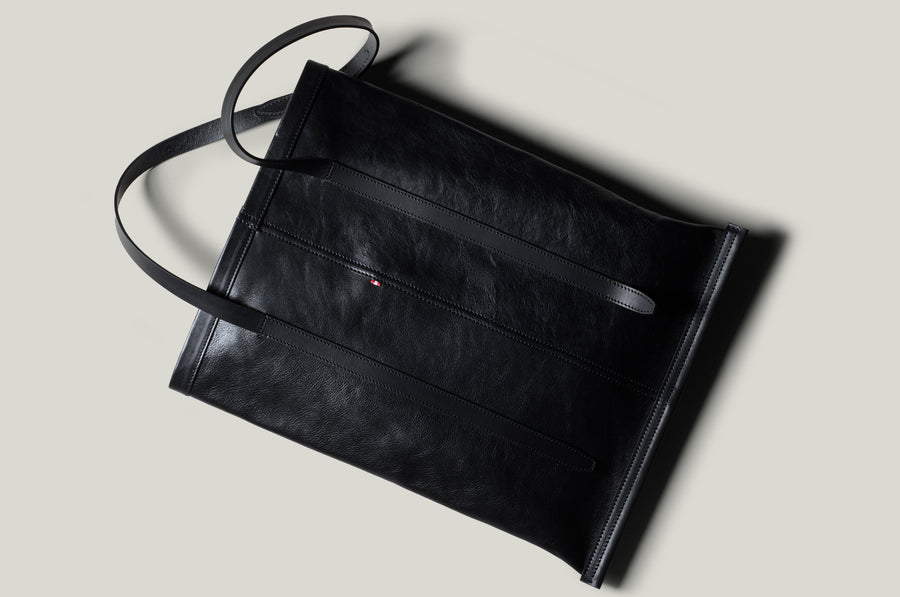 Poet Leather Book Bag . Coal